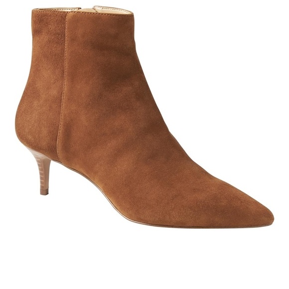 kitten heel suede booties